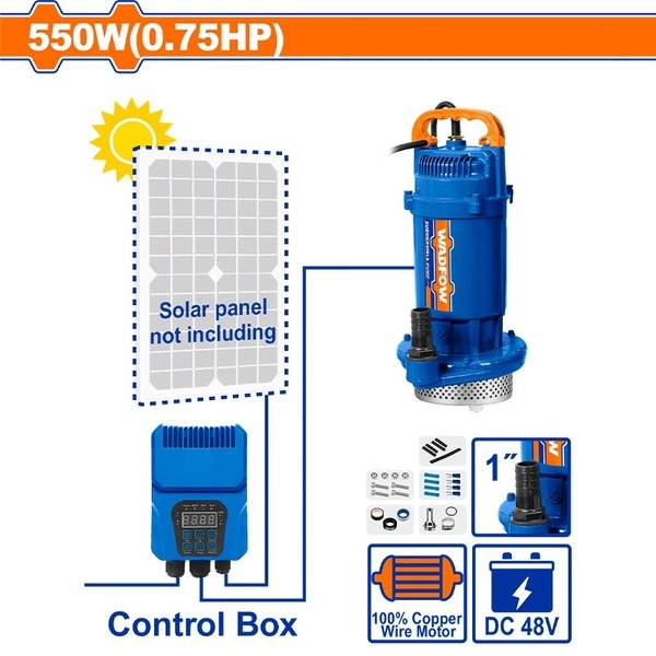 Máy bơm nước năng lượng mặt trời (không bao gồm tấm năng lượng mặt trời) 550W(0.75HP) WADFOW - WWPCDC02