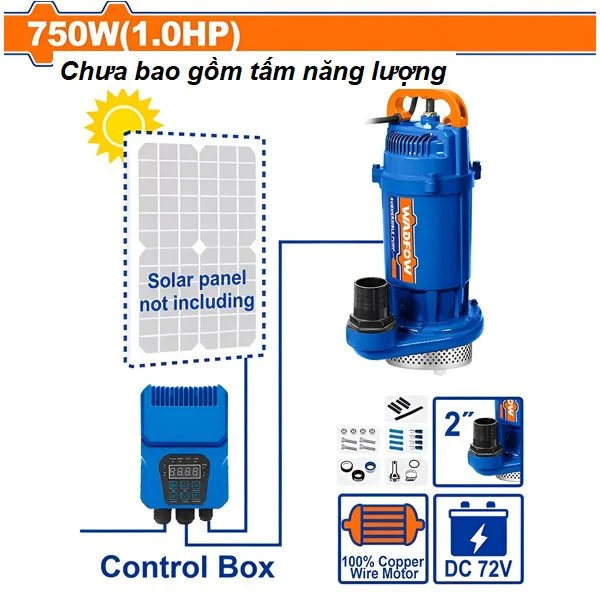 Máy bơm chìm năng lượng mặt trời (không bao gồm tấm năng lượng mặt trời) 750W(1.0HP) WADFOW - WWPQDC03