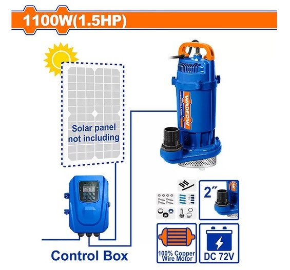 Máy bơm chìm năng lượng mặt trời (không bao gồm tấm năng lượng mặt trời) 1100W(1.5HP) WADFOW - WWPQDC04