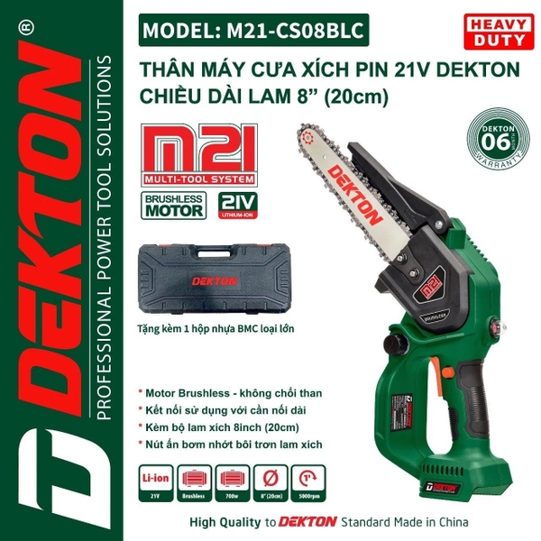 Máy cưa xích pin 21V Dekton M21-CS08BLC