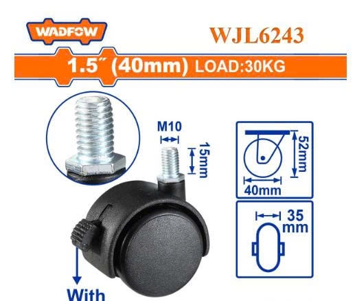 Bánh xe đẩy cố định có khóa 1.5