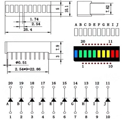 LED Battery 10 Segment 4 Color Display-A