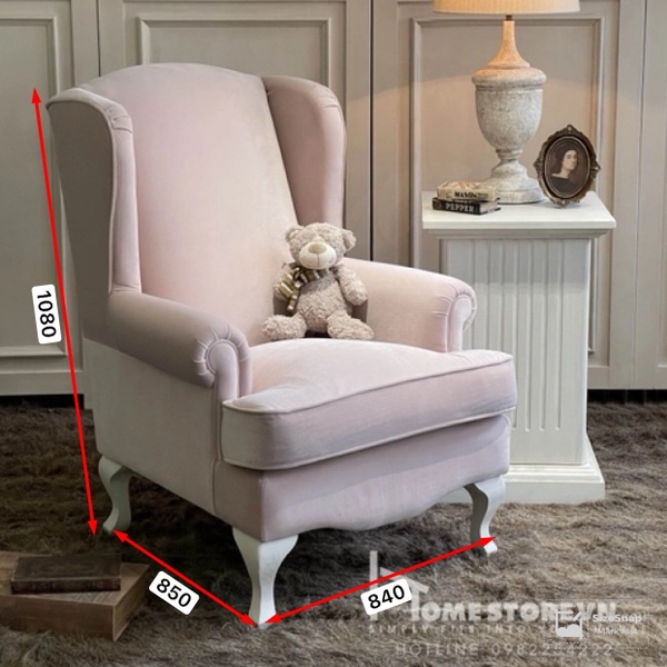 Sofa đơn tay cuộn cổ điển lưng cao - Vải Nhung -SFD11-3D