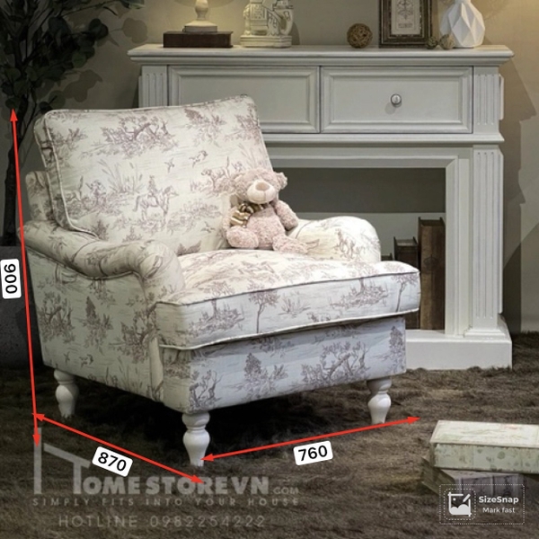 Sofa đơn tay lượn lưng kép -SFD14