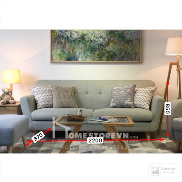 Sofa nỉ tay chéo dài 2m - SF16