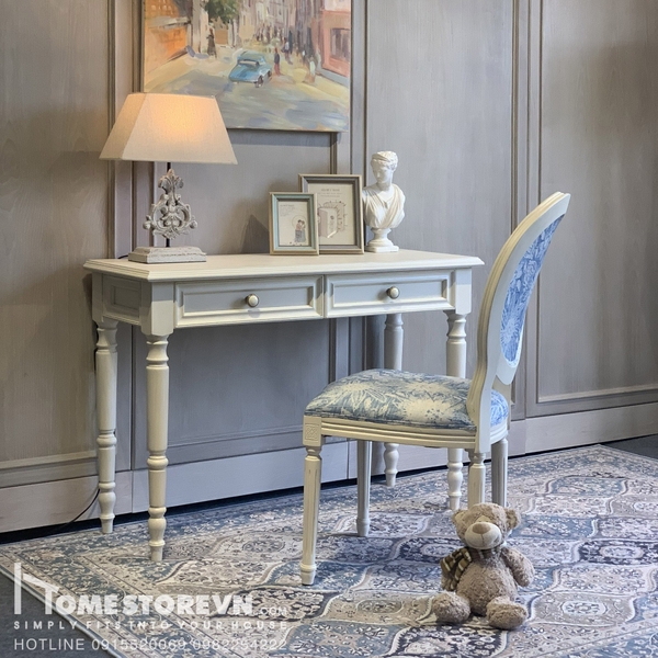 Bàn làm việc Vintage  kem con tiện - BLV1
