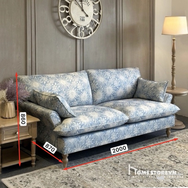 Sofa tay vát lưng kép dài 2m - SF10