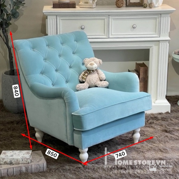 Sofa đơn tay lượn lưng nút - SFD16