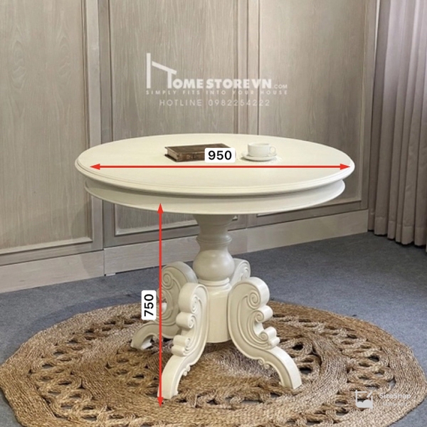 Bàn ăn tròn D= 95cm Vintage - BA1