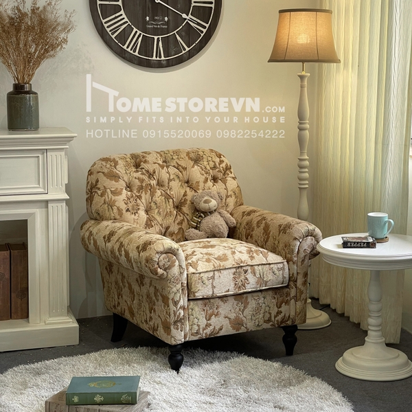 Sofa đơn tay cuộn lưng nút - SFD12-3D