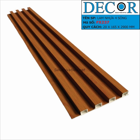 Lam nhựa 4 sóng Decor FX237 vân gỗ màu nâu