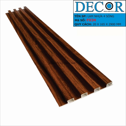 Lam nhựa 4 sóng Decor FX34 vân gỗ màu nâu