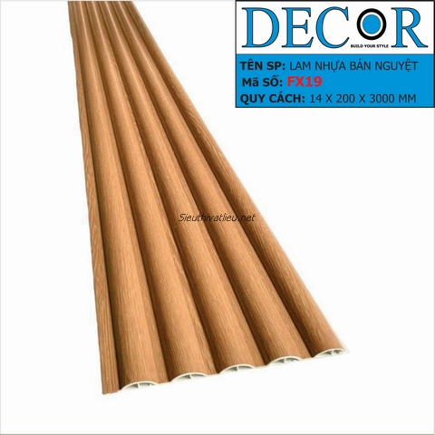 Lam sóng nhựa bán nguyệt Decor BN - FX19 vân gỗ màu nâu