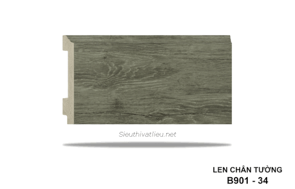 Len tường nhựa vân gỗ B901-34 cao 120 màu xám