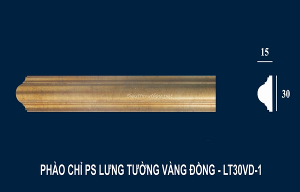 Phào chỉ PS lưng tường vàng đồng LT30VD-1