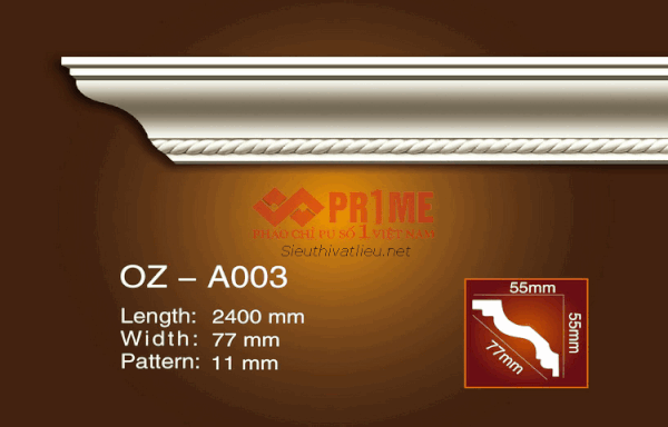 Phào cổ trần PU Prime OZ-A003 trắng hoa văn