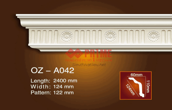 Phào cổ trần PU Prime OZ-A042 trắng hoa văn