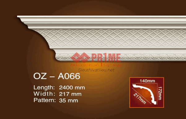 Phào cổ trần PU Prime OZ-A066 trắng hoa văn