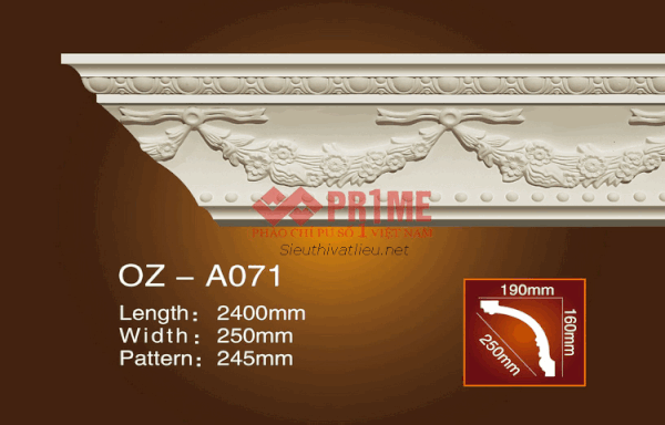 Phào cổ trần PU Prime OZ-A071 trắng hoa văn