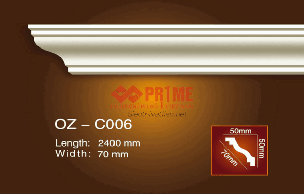 Phào cổ trần PU Prime OZ-C006 trắng trơn