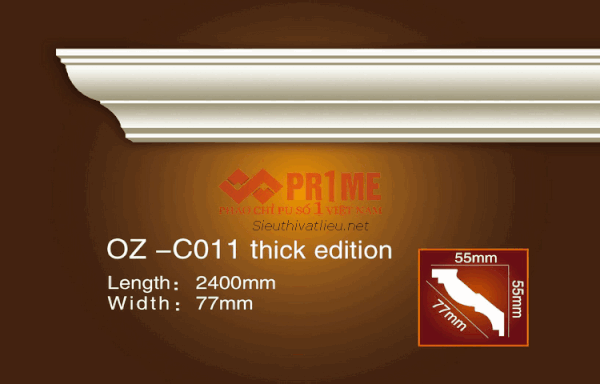 Phào cổ trần PU Prime OZ-C011 trắng trơn