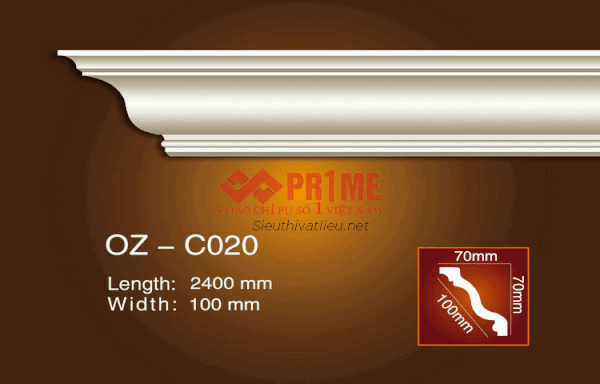 Phào cổ trần PU Prime OZ-C020 trắng trơn