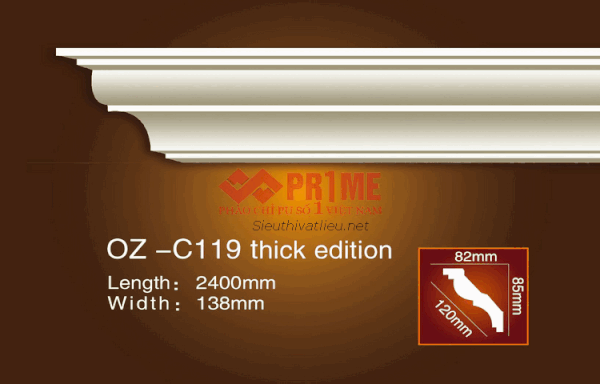 Phào cổ trần PU Prime OZ-C031 trắng trơn