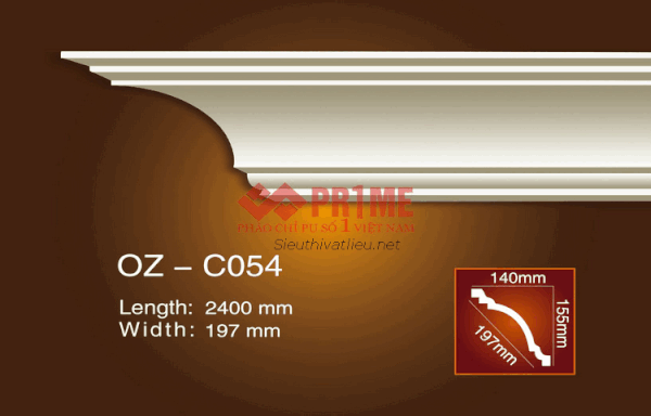 Phào cổ trần PU Prime OZ-C054 trắng trơn