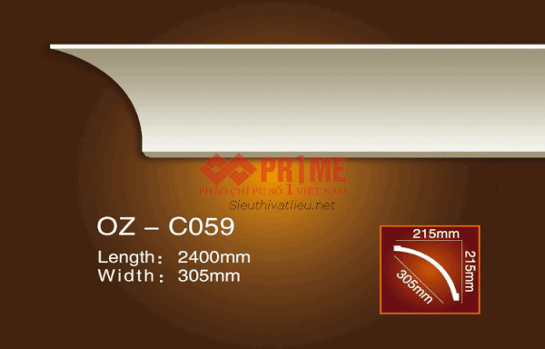 Phào cổ trần PU Prime OZ-C059 trắng trơn