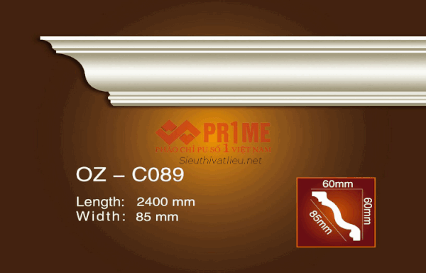 Phào cổ trần PU Prime OZ-C089 trắng trơn