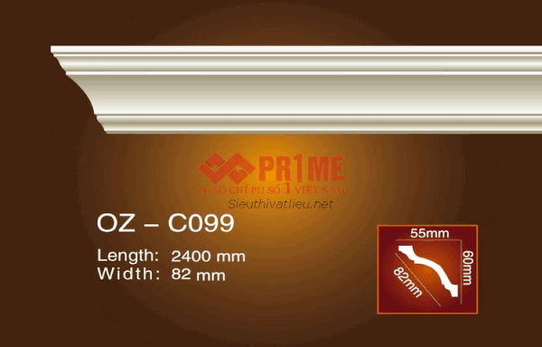 Phào cổ trần PU Prime OZ-C099 trắng trơn