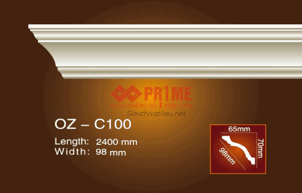 Phào cổ trần PU Prime OZ-C100 trắng trơn