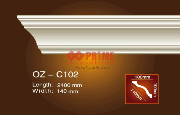 Phào cổ trần PU Prime OZ-C102 trắng trơn