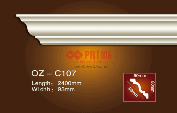 Phào cổ trần PU Prime OZ-C107 trắng trơn