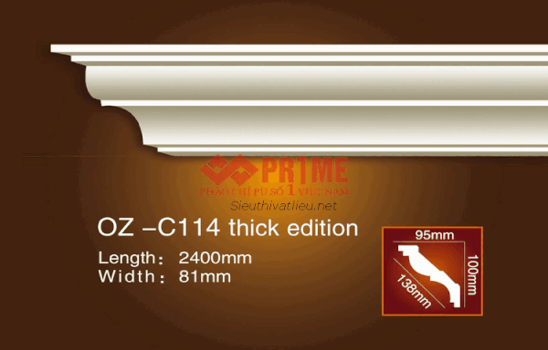 Phào cổ trần PU Prime OZ-C119 trắng trơn