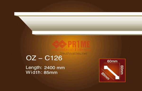 Phào cổ trần PU Prime OZ-C126 trắng trơn