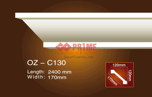 Phào cổ trần PU Prime OZ-C130 trắng trơn