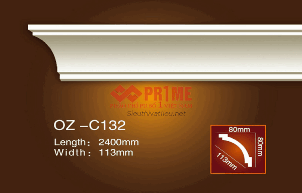 Phào cổ trần PU Prime OZ-C132 trắng trơn