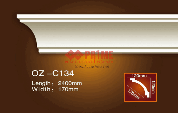 Phào cổ trần PU Prime OZ-C134 trắng trơn