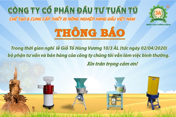 Thông báo lễ Giỗ tổ Hùng Vương 10/3 Âm lịch 2020 | Công ty CPĐT Tuấn Tú