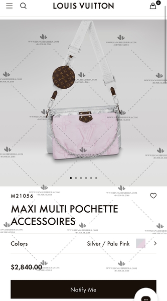 Louis Vuitton Maxi Multi Pochette Accessoires Silver/Pale Pink in