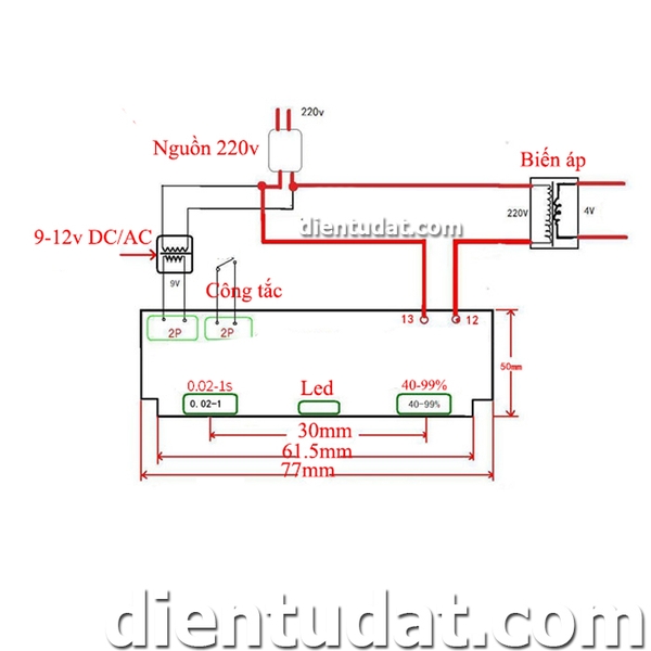 Mạch Timer Hàn Điểm Cell Pin 100A - BTA100