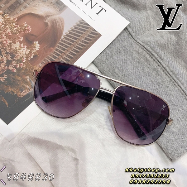 Mắt kính mát nam nữ thời trang cao cấp LV Louis Vuitton màu bạc phối đen siêu hot 014 (Italy) - KMTT014