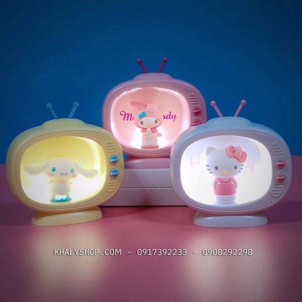 Đèn ngủ để bàn hình Hello Kitty tivi màu trắng siêu xinh cho các bé và bạn nữ (Miniso) - (12x4.5x10cm) - 84NDENKT7017