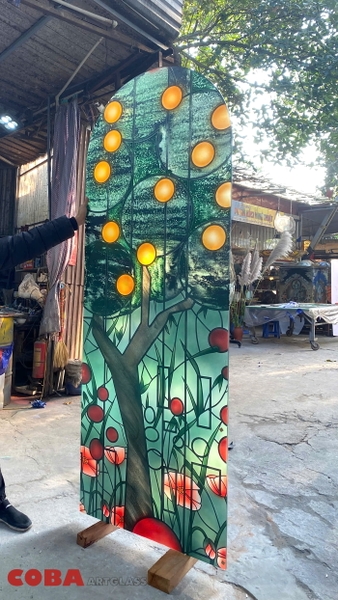 Kính điêu khắc nghệ thuật ứng dụng ô cửa sổ Coba Artglass