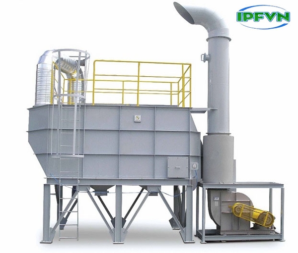 Tháp hấp phụ kết hợp cyclone, scrubber để xử lý bụi + VOCs đồng thời.