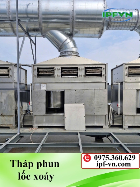 Tháp phun lốc xoáy cho khí thải nhiệt độ cao – Kết hợp giải nhiệt hiệu quả
