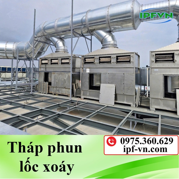 Xử lý khí độc như HCl, SO2, NH3 bằng tháp phun lốc xoáy