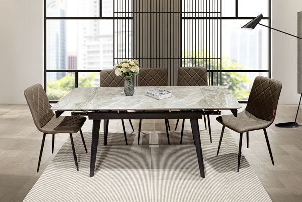 Bo ban an thong minh mat da Ceramic keo dai Biz-2312 gom 06 ghe