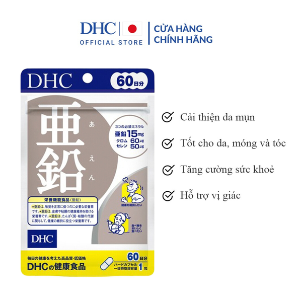 Viên Uống Bổ Sung Kẽm ZinC DHC Nhật Bản Gói 60 viên (60 ngày)